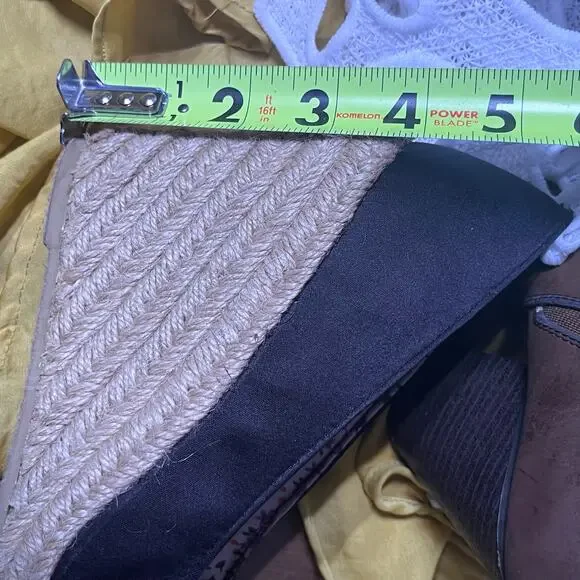 Rampage Matilda Black Espadrille Wedge Heels 7M summer wedge Jute Platform beach - Picture 10 of 11